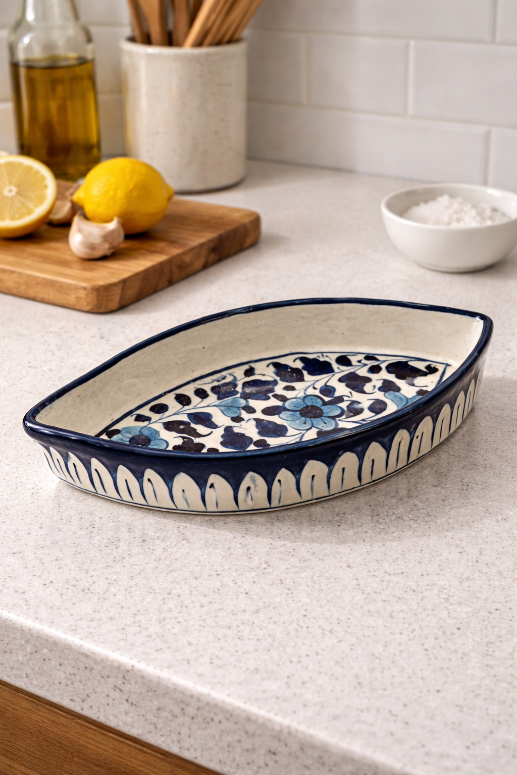 Blue Pottery | Diep Dienblad | Blauw & Wit