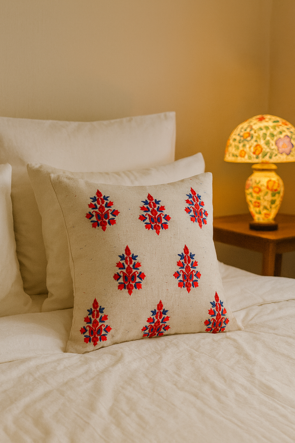 Kussenhoes | Motief | Wit, Blauw &amp; Rood | Vierkant