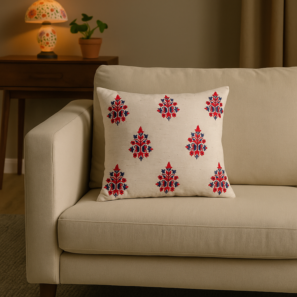 Kussenhoes | Motief | Wit, Blauw &amp; Rood | Vierkant