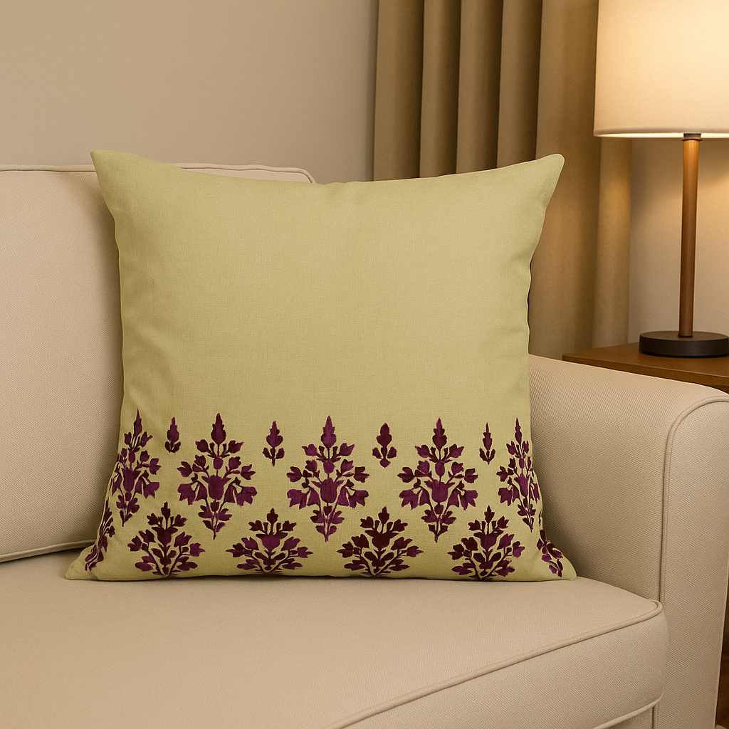 Kussenhoes | Motief | Groen &amp; Kastanjebruin | Vierkant