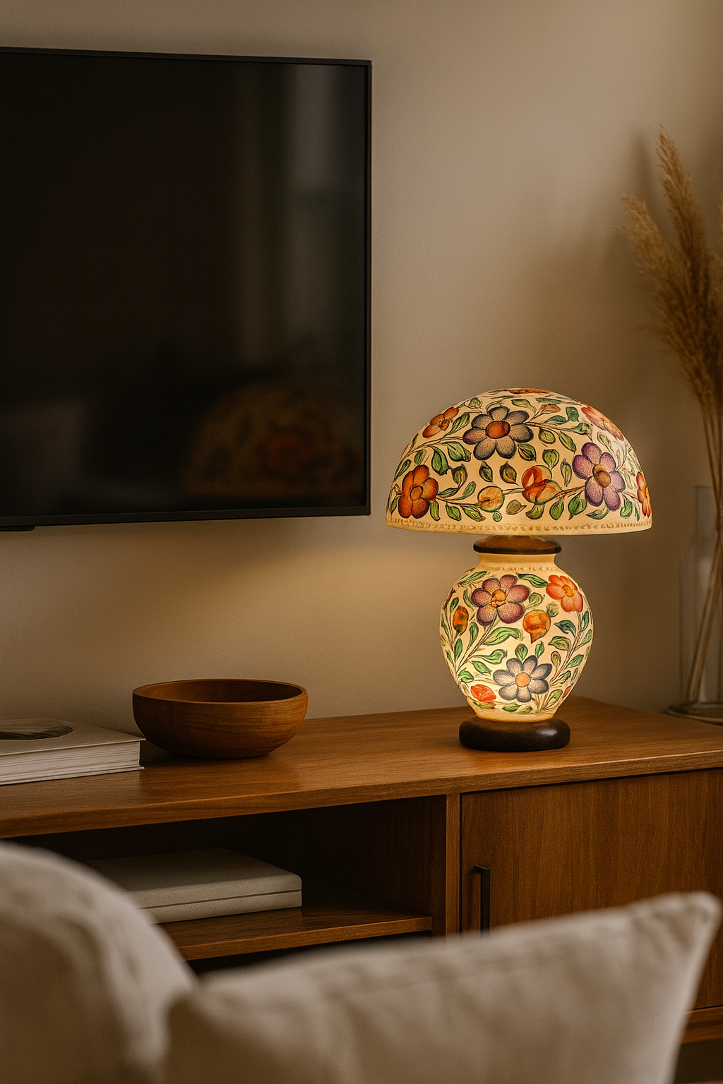 Camel Skin Lamp | Double Light | Floral Design |