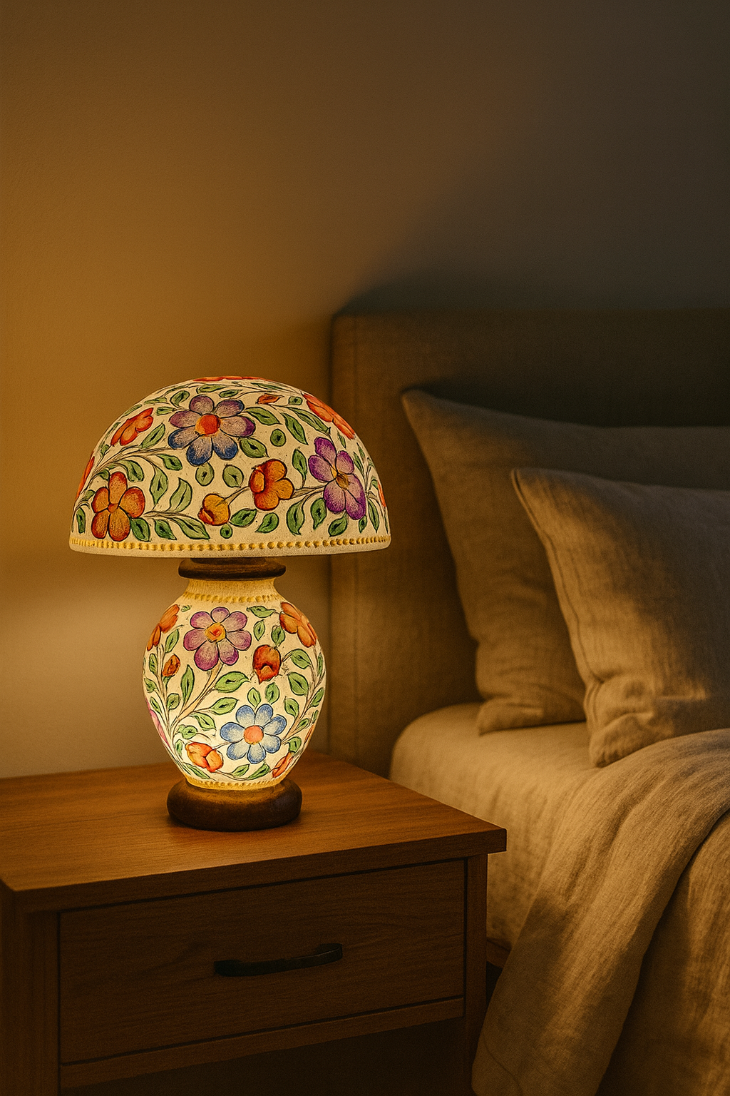 Camel Skin Lamp | Double Light | Floral Design |