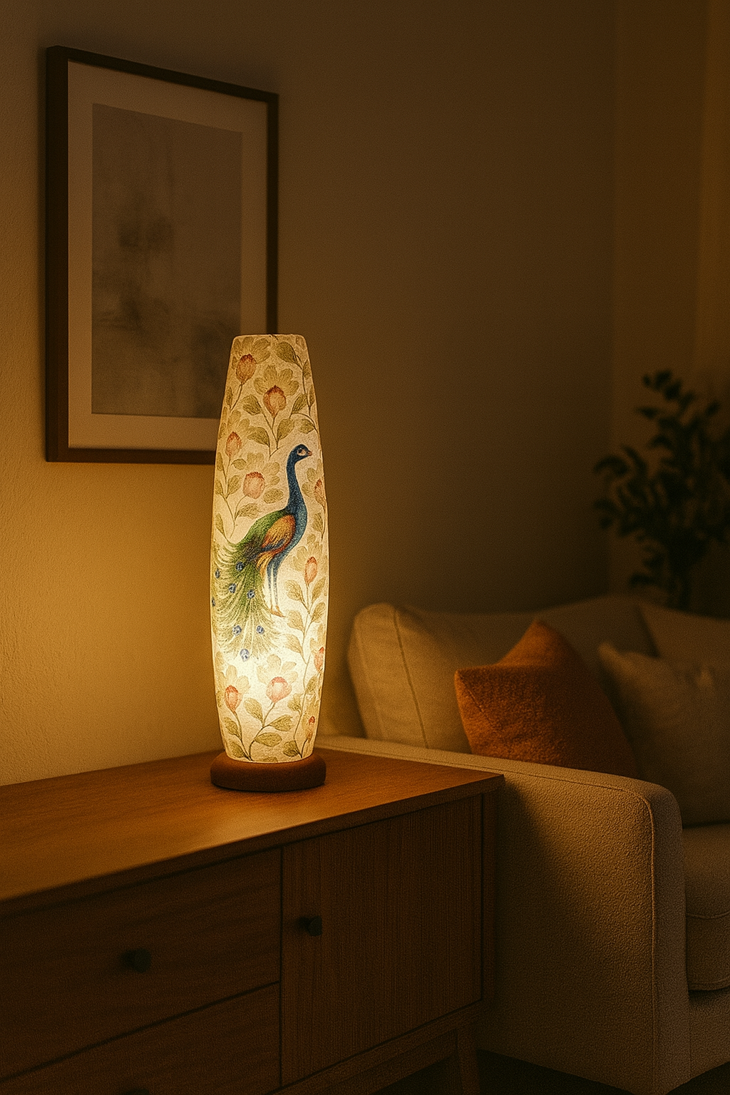 Camel Skin Lamp | Peacock | Large