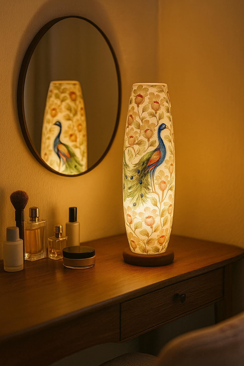 Camel Skin Lamp | Peacock | Large