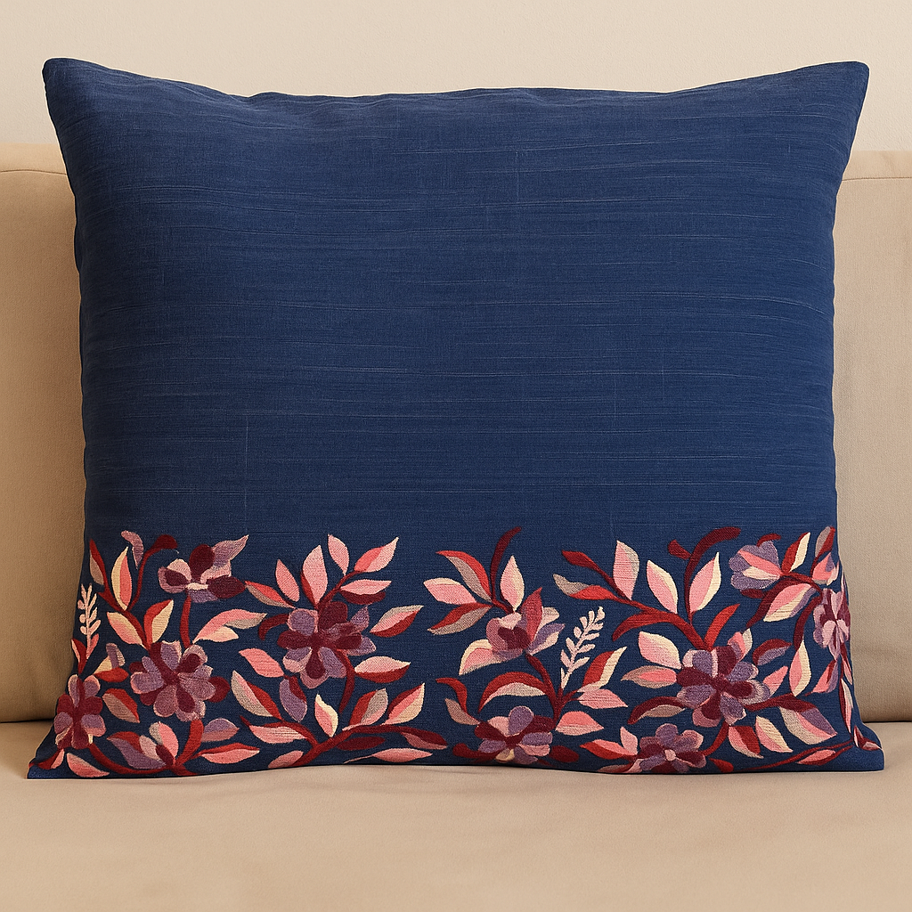 Kussenhoes | Bloemblaadjesmozaïek | Blauw, Roze | Vierkant | Rechthoekig