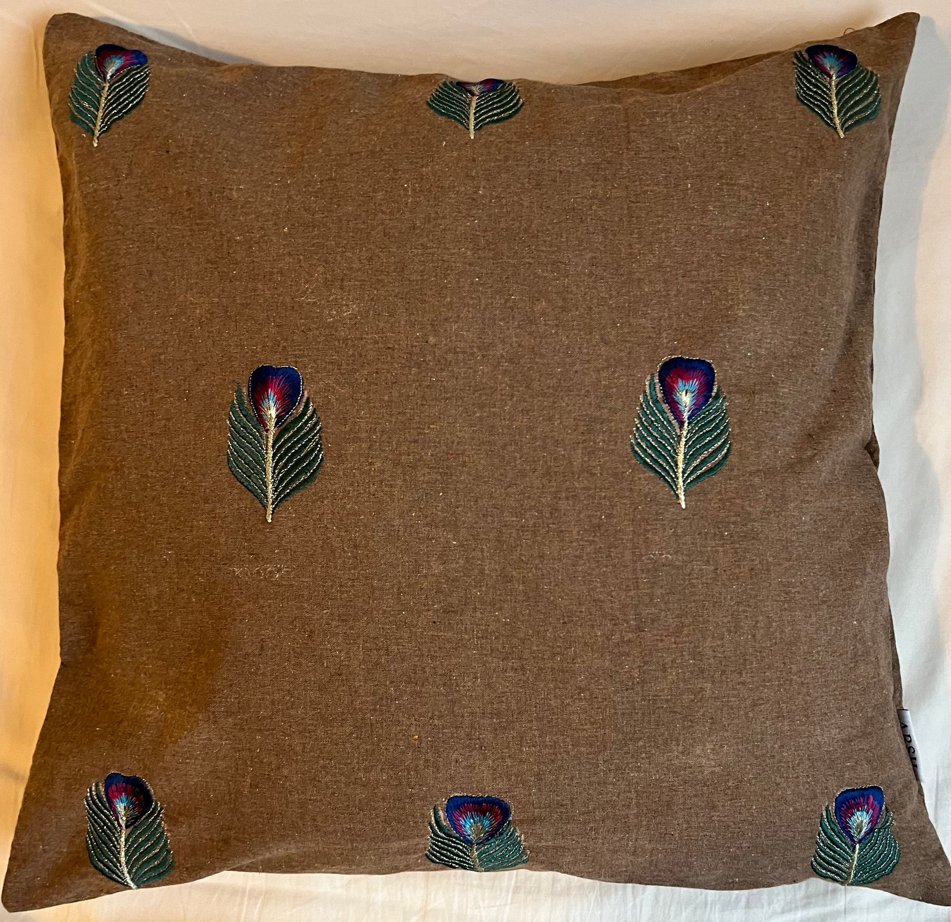 Kussenhoes | Veren | Zand, Groen &amp; Goud | Vierkant