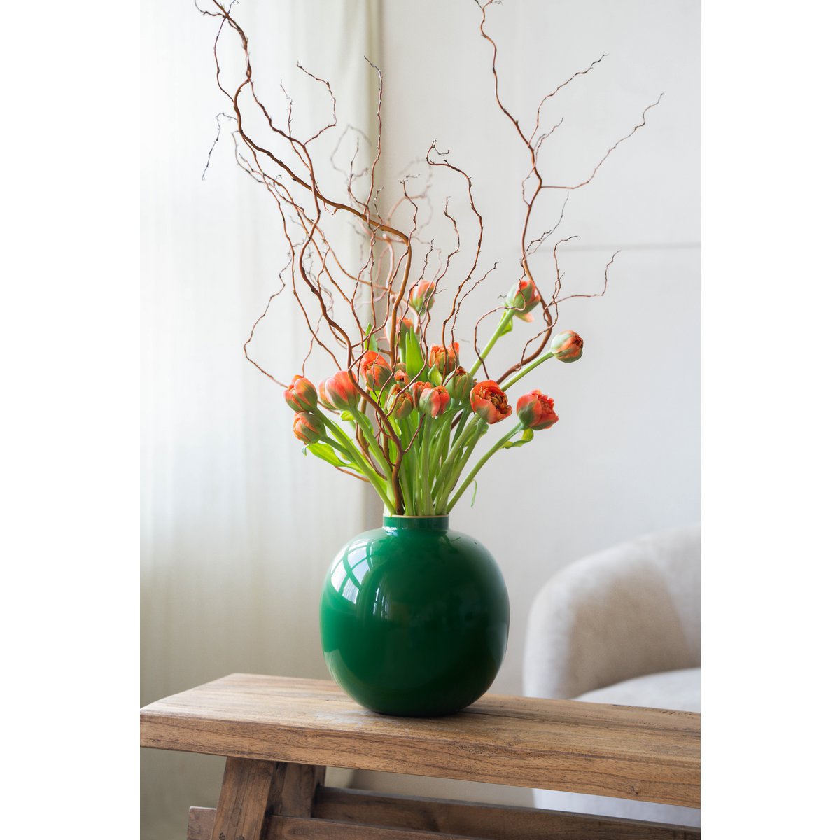 Metalen vaas | Groen | Rond